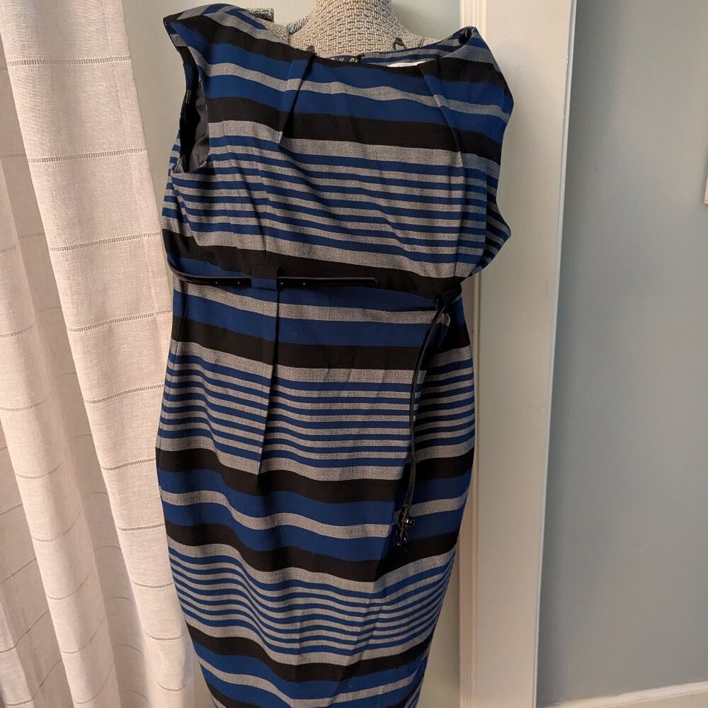 Dress, Calvin Klein Striped Sheath With Belt